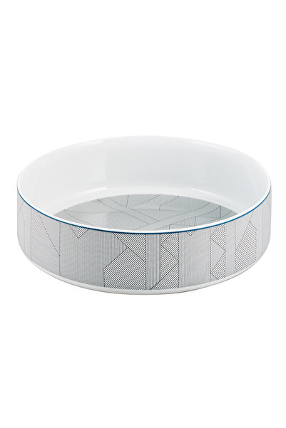 Paşabahçe Orquestra Porcelain Serving Bowl Large Cream Gray, Stylish Tablewar...