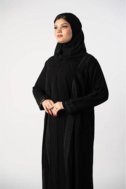 FJ عباءة سوداء مطرزة بتفاصيل خياطة رائعة - 59