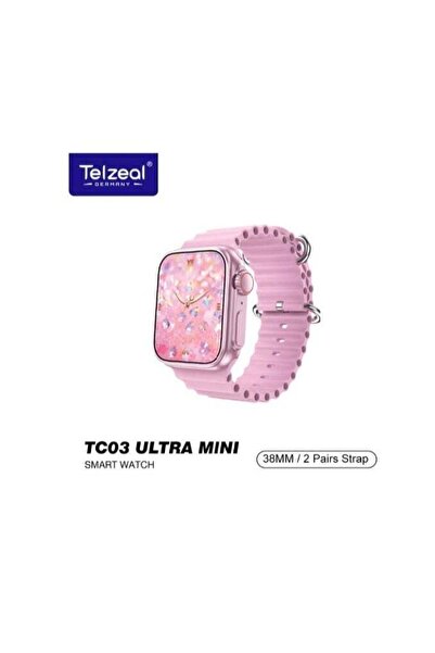 TELZEAL ساعة ذكية TC03 فائقة الصغر بشاشة عالية الدقة 38 مم مع زوجين من الأحزم...