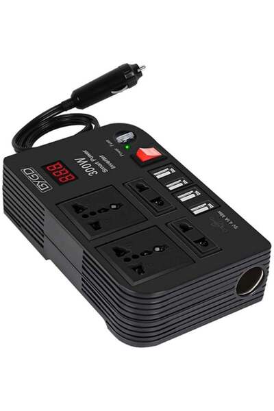 BYGD 300W Car Power Inverter DC 12V/24V to 220V AC with 4 USB Ports Fast Char...