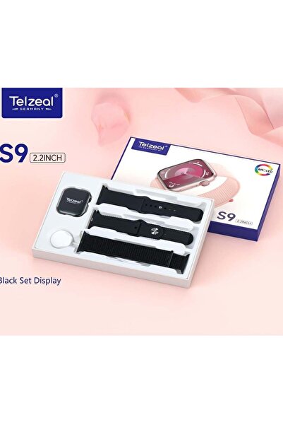 TELZEAL S9 2.2 Inch Full Screen AMOLED Display Smart Watch With 3 Pair Strap ...