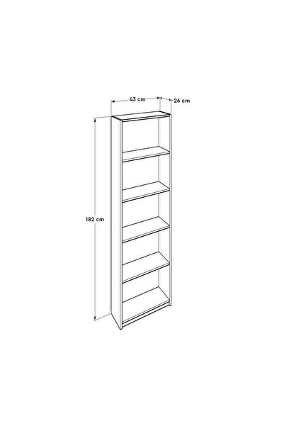Adore Bibliotecă Vargas, 5 rafturi, Alb, 43x182x26 cm