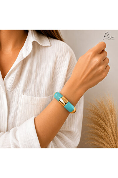 RoseCo00 Aura Gold Natural Stone Look Bracelet – Turquoise