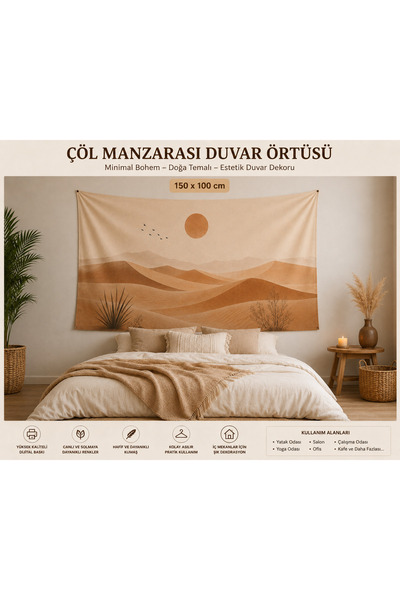 Piloji Bohemian Minimal Desert Landscape Wall Covering Aesthetic Bedroom & Li...