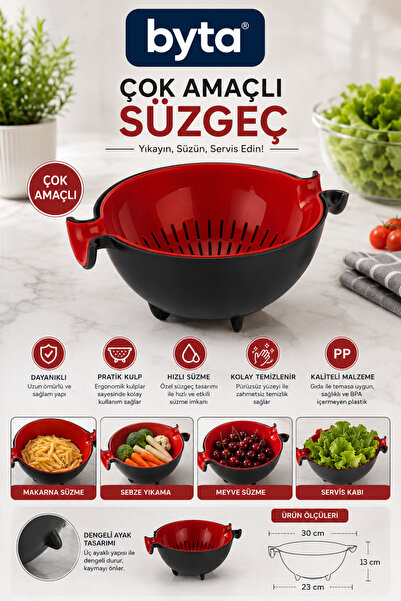 BYTA Multi-Purpose Kitchen Strainer – Vegetable, Fruit, Pasta Washing and Str...