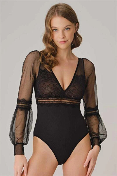 kapsulavm Tulle Lace Long Sleeve Badi