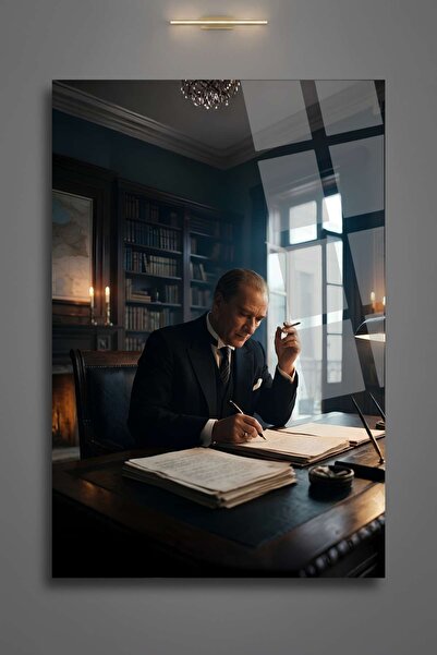 HMDS CONCEPT Tablou Mustafa Kemal Atatürk, Tablou din sticlă rezistentă la sp...
