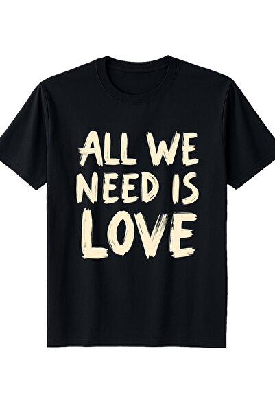 LİNA06 تي شيرت رجالي بطباعة جرافيكية من All We Need Is Love، تصميم فضفاض، مصن...