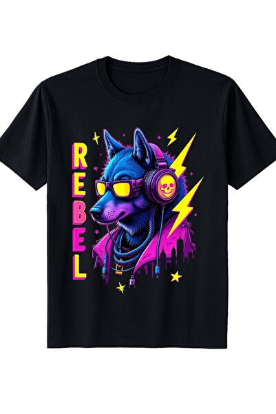 STITCHLY Rebel Graphic Style Men'S Crewneck T-Shirt Loose Fit 100 Percent Fas...