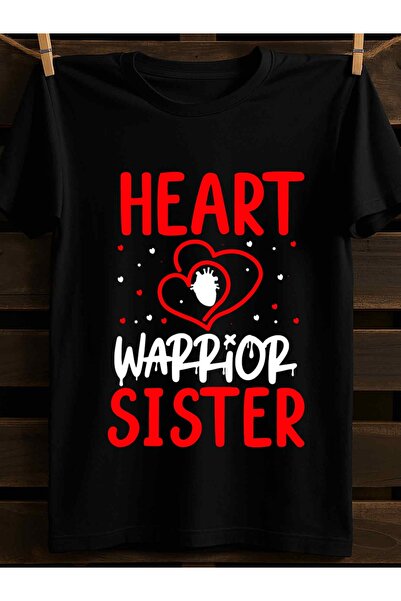 2mcup Men'S Warrior Sister Graphic T-Shirt - Funny Heart Design, Black with R...