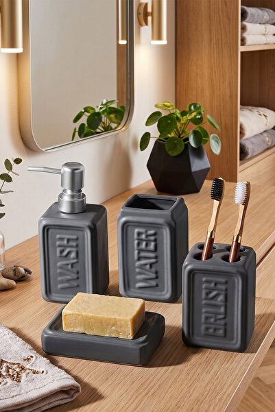 Perotti 13891-3 WELL Set de baie din gresie ceramică, 4 piese, Antracit