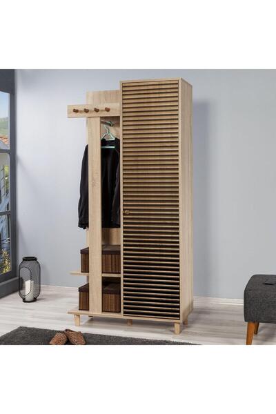Adore Cuier cu pantofar Garmanto 90 - 200 Hall Stand 2, Stejar Sonoma, 194x36...