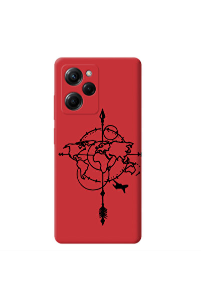 Other Xiaomi Poco X5 Pro Old Map Red Colored Silicone TPU Θήκη