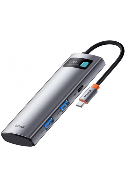 Baseus Hub USB-C Metal Gleam, 2 x USB-A 3.0 - 2 x USB-C - 1 x HDMI - 1 x SD -...