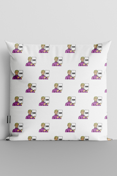 TicaretJet Popart Adam Yes Written Double Sided Digital Printed Pillow Throw ...