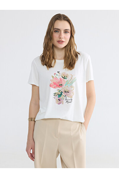 LC Waikiki Tricou pentru damă cu imprimeu cu gât crew