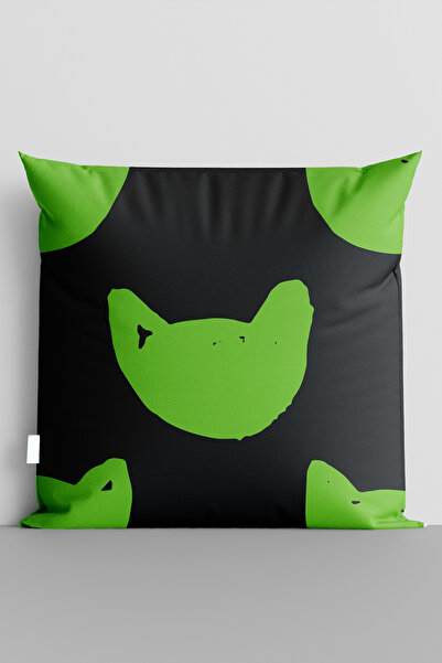 TicaretJet غطاء وسادة مطبوع رقميًا على الوجهين من Green Cat - 7093