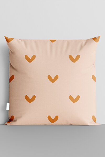 TicaretJet غطاء وسادة مطبوع رقميًا على الوجهين من Orange Hearts - 5665