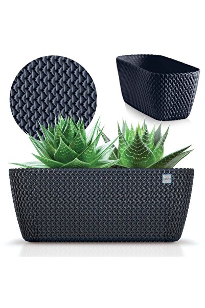 EDANTI Jardinieră decorativă de grădină, antracit, 39,7 cm