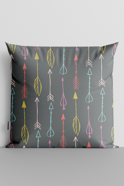 TicaretJet Colorful Arrows Double-Sided Digital Printed Throw Pillow Cover - ...