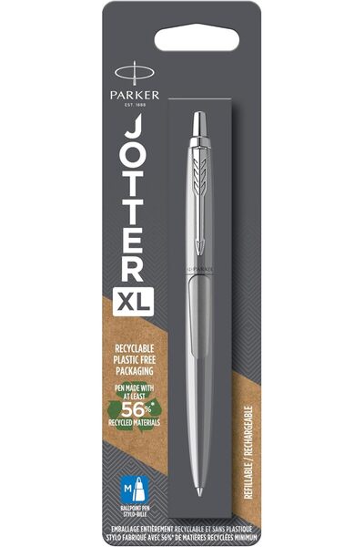 Parker قلم حبر جاف أحادي اللون Jotter XL، هيكل من الفولاذ المقاوم للصدأ، حبر ...