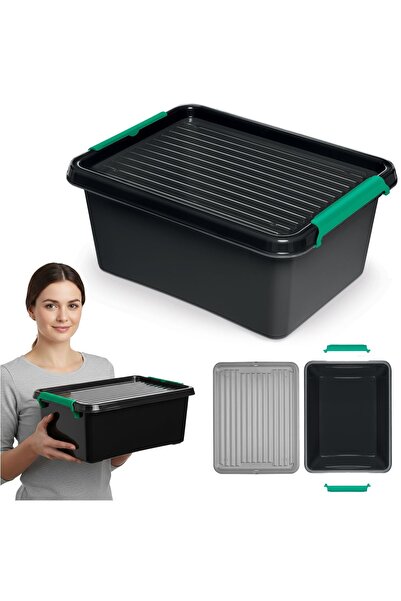 EDANTI Cutie de plastic cu capac pentru depozitare, pentru casă, garaj, depoz...