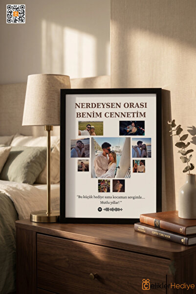 ÇELİKLER HEDİYE Kişiye Özel Spotify Kodlu Fotoğraf Çerçevesi Sevgiliye Romant...