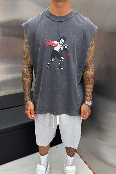 NOMARC Smoked Boksoer Printed Washable Oversize Tank Top