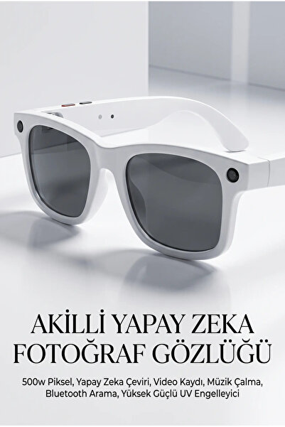 Marsilyan White Ai Smart Glasses No 15 with Camera Bluetooth Photo Video Audi...