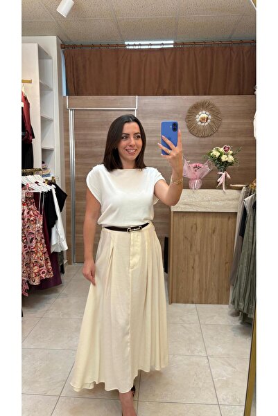Kemerli Kloş Midi Etek