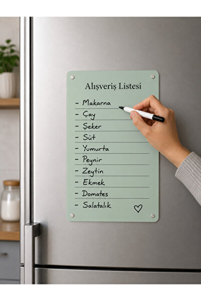mufemu Alışveriş Listesi Yazı Tahtası - Silinebilir Kalemli Buzdolabı Not Pan...