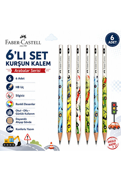 Faber Castell Faber-Castell Arabalar Serisi Kurşun Kalem 6 Adet 2B Silgisiz D...