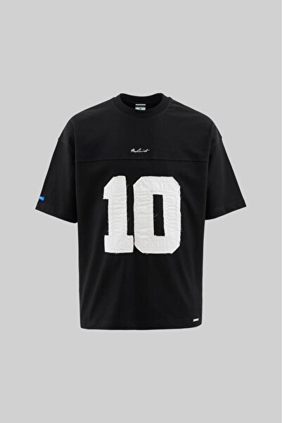 Machinist Tricou supradimensionat stil jersey pentru bărbați, negru