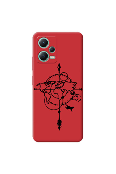 Other Xiaomi Redmi Note 12 Pro 5G Old Map Red Colored Silicone TPU Θήκη