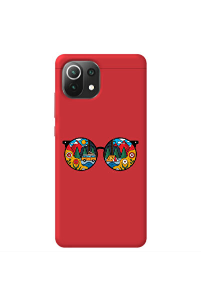 Other Xiaomi Mi 11 Lite Round Glasses Red Colored Silicone TPU Θήκη