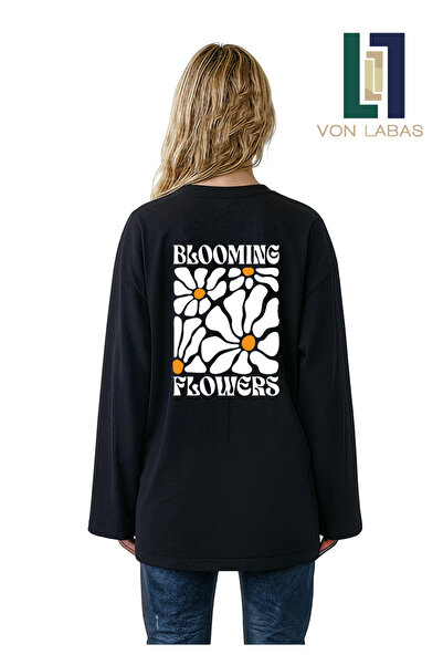 Grafftee Clothing تيشيرت أسود بأكمام طويلة وواسعة، مصنوع من القطن بنسبة 100%،...