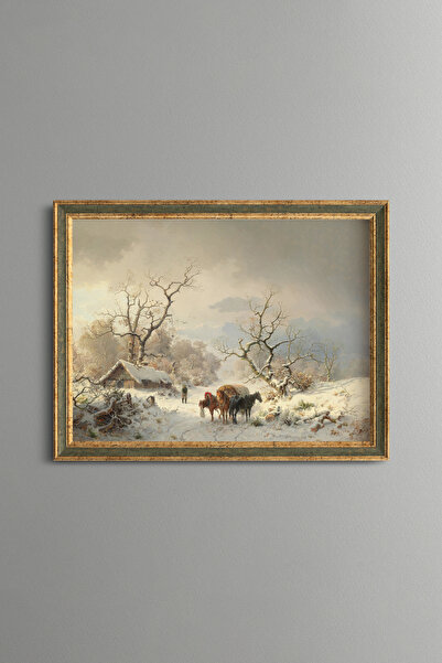 epiqart Winter Landscape with Horse and Carriage - Vintage Patterned Painting...