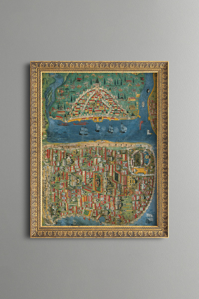 epiqart Istanbul Map - Vintage Patterned Painting - Fine Model