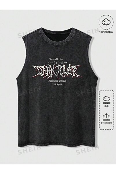 bellanova Street Style Anthracite Washed 100% Cotton Oversize Cut Tank Top