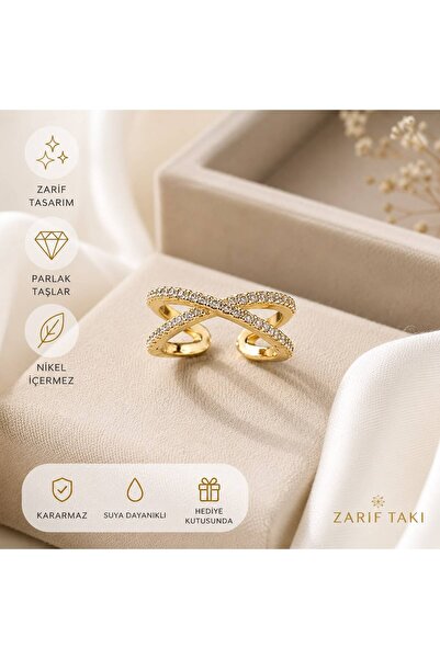 Mervişim Aksesuar Eternity Gold Color Women's Wedding Ring
