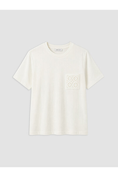 LC Waikiki Peak New Season Lace Detailed 100% Cotton Women's T-Shirt