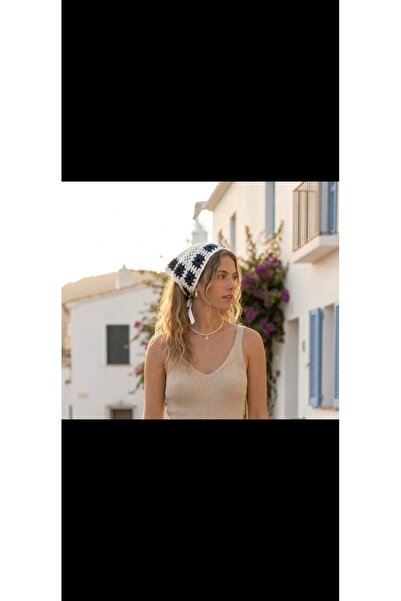 destini Women's Knitted Bandana Hair Bandana Waist Bandana Granny Square Bandana