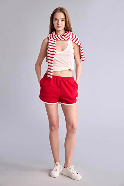 DeFacto White Elastic Waist Mini Shorts with Piping Detail G8017Ax26Hs