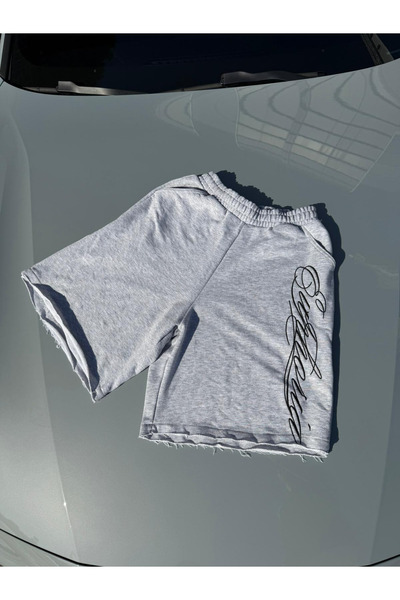 Violon Unisex Gray Melange Oversize Shorts