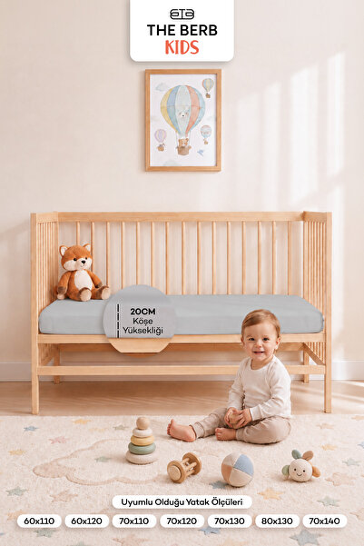 The Berb %100 Pamuk Penye Lastikli Bebek Çarşafı | Park Yatak , Beşik, Anne Yanı | 60x110, 60x120, 70x110, 70x120, 70x130, 80x130, 70x140