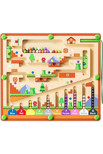 Arabest Magnetic Color Number Maze,Wooden Montessori Learning Counting Board,...