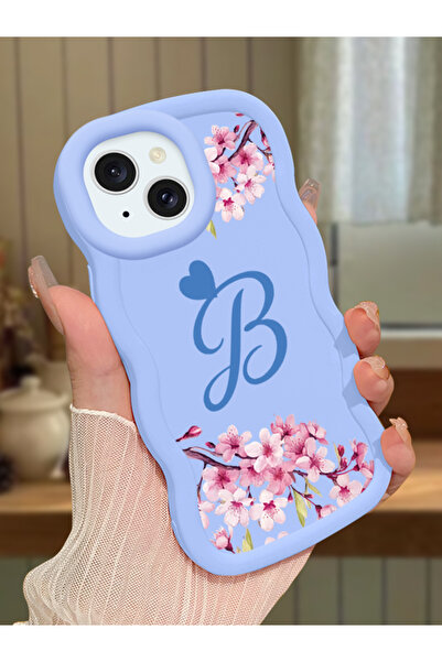 PATTERNOVA iPhone 15 Plus Uyumlu Dalgalı yumuşak kenar kiraz çiçeği kılıf, es...