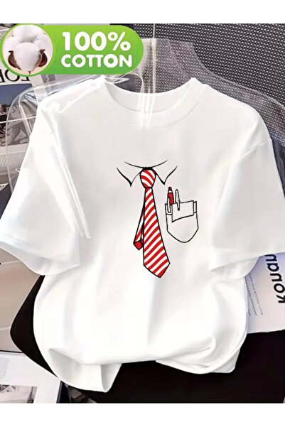 23 nisan تي شيرت صيفي مطبوع، 100% قطن؛ ياقة قميصية مزيفة بنمط طباعة قلمية؛ تي...