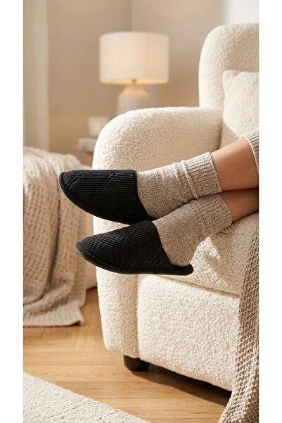 Evojean Comfort Black Gift Dowry Guest Slippers Unisex House Slippers