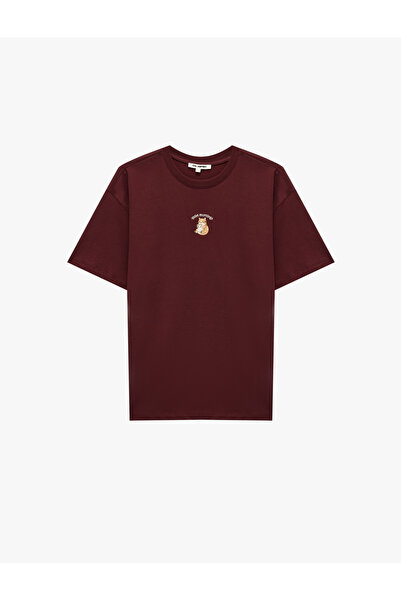 Koton Tricou cu mânecă scurtă și decolteu rotund, cu broderie cu pisici, croi...